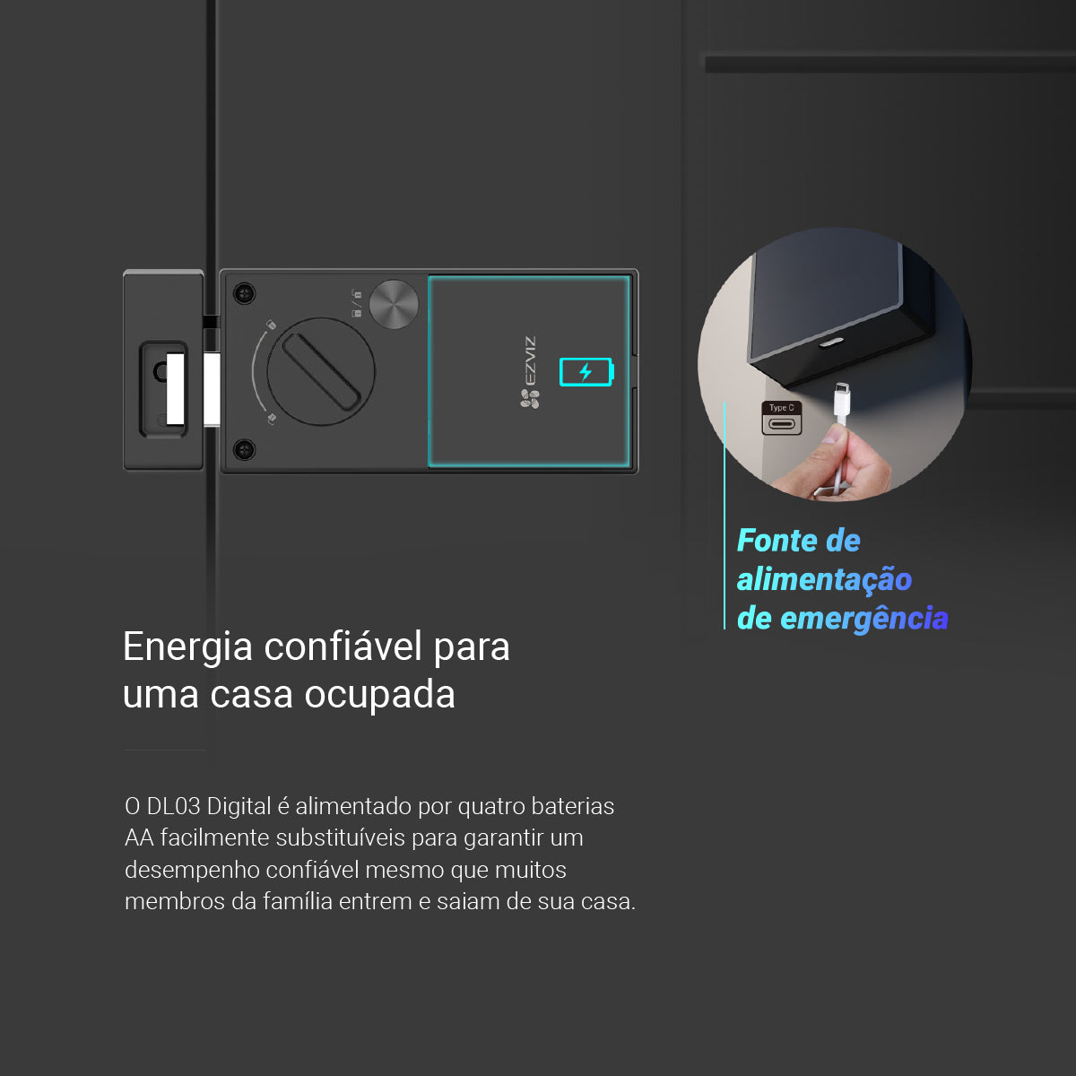Fechadura EZVIZ DL03 Sobrepor Black